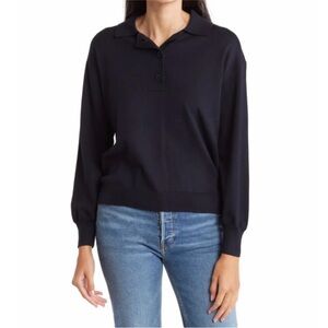 NWT Alex Mill Navy Hester Wool & Cotton Polo Sweater Size XS